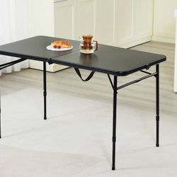 4ft Fold-in-Half Adjustable Black Folding Tables (4 Count)