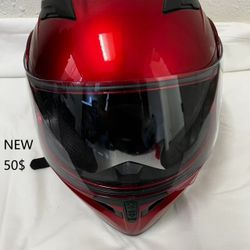 Bike Helmet Red New Dual Visor Tinted New Size Xl 