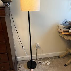 Modern Black Floor Lamp w/ Push Button Foot Switch – Minimalist Drum Shade - Price Negotiable