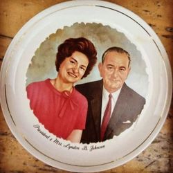 Vintage Midcentury 1960s 1970s LINDEN JOHNSON commemorative Plate Ceramic 