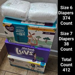 New Diapers Size 6  & 7  (412 Count)