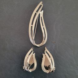 Sarah Coventry Silver Tone Set of Pin & Clip On Earrings - 3 Pcs.