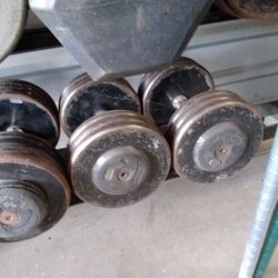 Pair Of 65-pound Pro-style Dumbbells W Hex Handles 130lbs Total Weights 