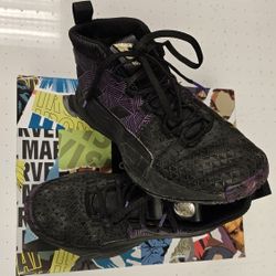 GUC Adidas x Marvel Dame 5 Black Panther Big Kids Boys Black Basketball Shoes Size 5.5