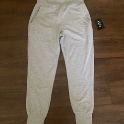 NWT SIZE SMALL Ambiance Women Light Gray Track Jogger Sweat Pants With Elastic Cuffs 