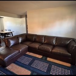 Brown Genuine Leather Couch