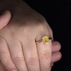 Sri Lanka Yellow Sapphire Ring 7.07 Ct IGI Certified Solid 18K Gold Size 12