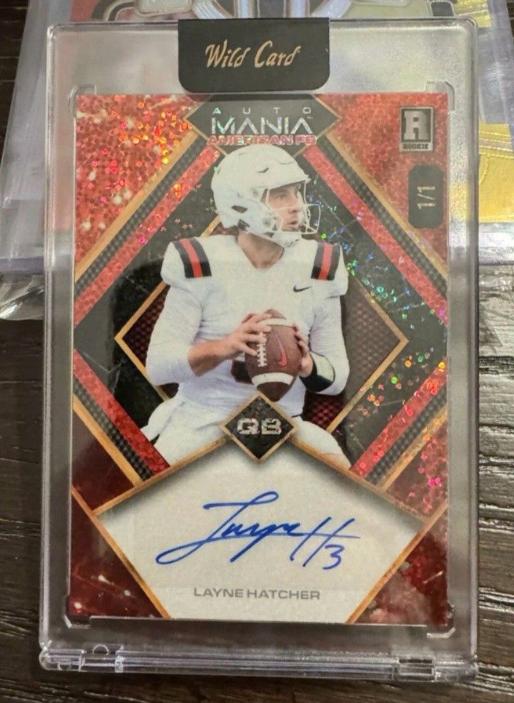 Super Nice and Rare One Of A Kind Layne Hatcher Wild Card Auto Mania 1/1 Autographed Rookie Card... Mint.!!!
