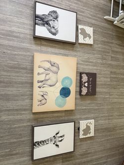 Nursery Animal Wall Art Set of 6