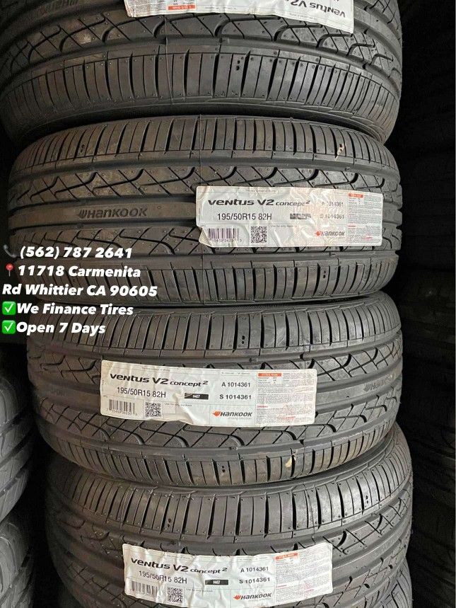 195/50R15 Hankook New Set of Tires Installed and Balanced Set de Llantas Nuevas Instaladas y Balanceadas