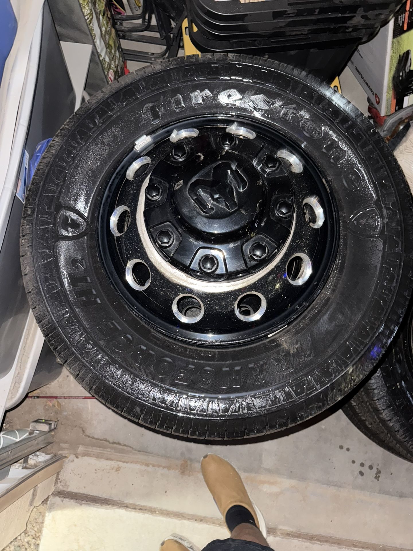 2 Sets Of 6 Dodge Ram 3500 Dually Black Rims With Brand New Tires