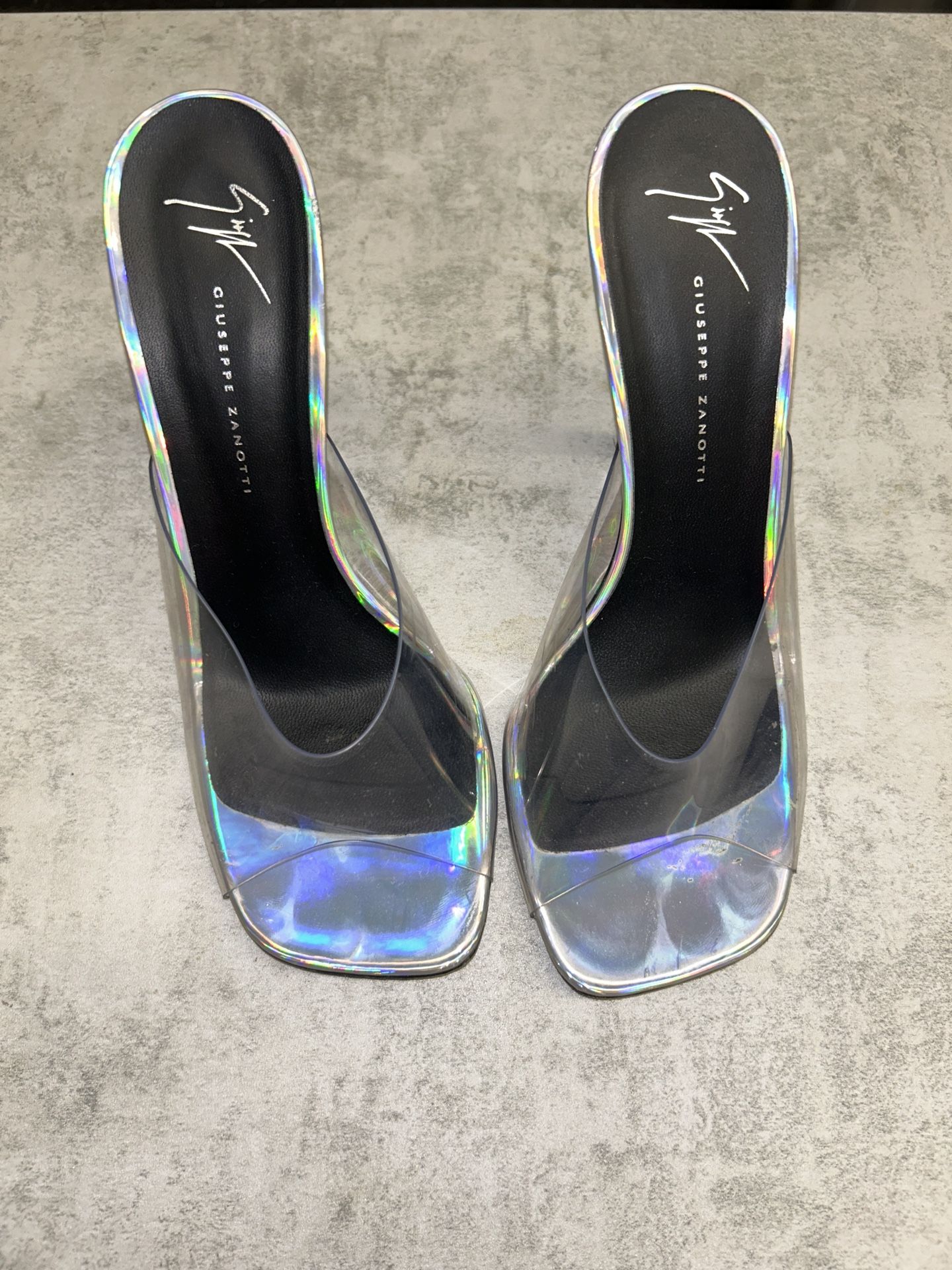 Silver Holographic Heels