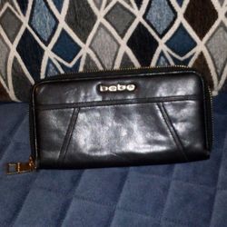 Bebe Black Zip Up Wallet 