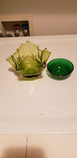 Mixed lot of Two Green Depression Glass. Very Collectible.