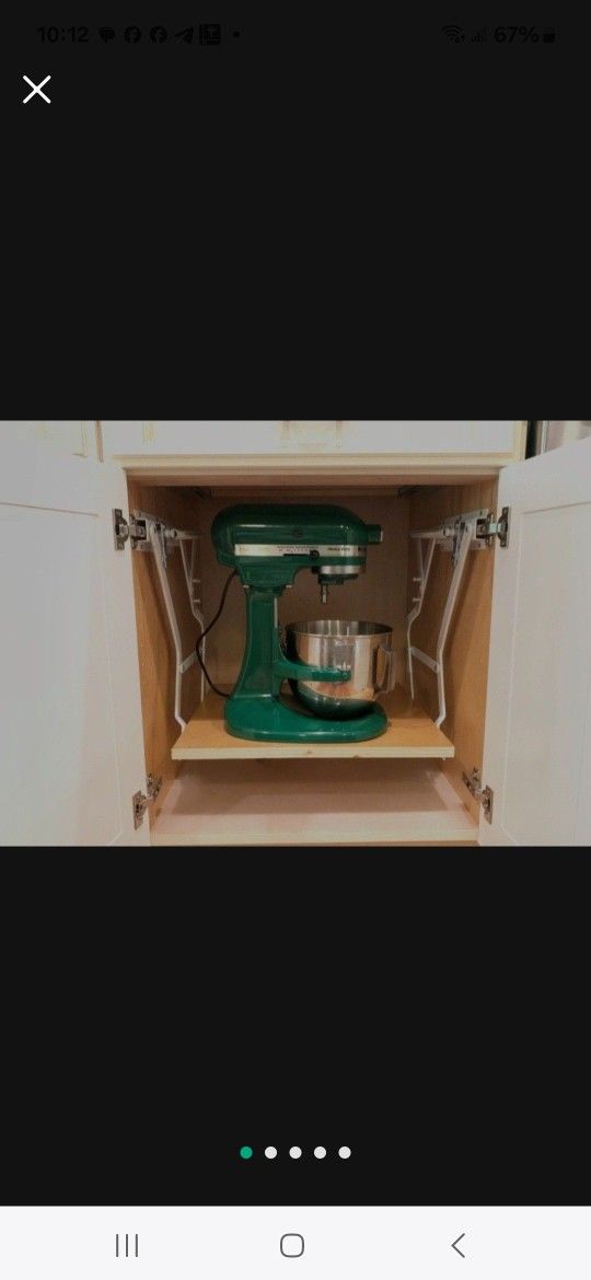 Kitchen Appliance Lift, White, with Self-Locking Spring latch for Heavy Appliance Storage..never installed. With 1" thick OAK Shelf...asking $80