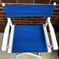 New, Casual Home 18" Director's Chair, Blue Material with White wood.  