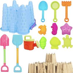 Beach Toys,Sand Castle Toys for Kids with Sand Castle Bucket,Shovel Sets,6 Sea Creatures Molds,Watering Can,Sandbox Toys for Toddlers Boys Girls Age 3