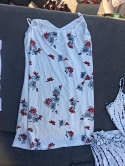 White Floral Spaghetti Strap Dress