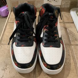 NEW Coach C210 G1680 White Leather Wild Lily Floral Shoes Men’s Size 8.5 D