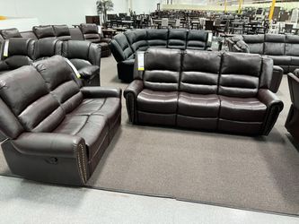 New Reclining Couch / Love Seat. Brown Or Black Leather. Free Delivery!