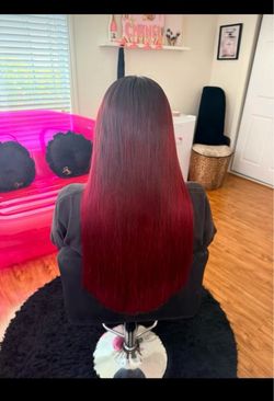 Tape in extensions red