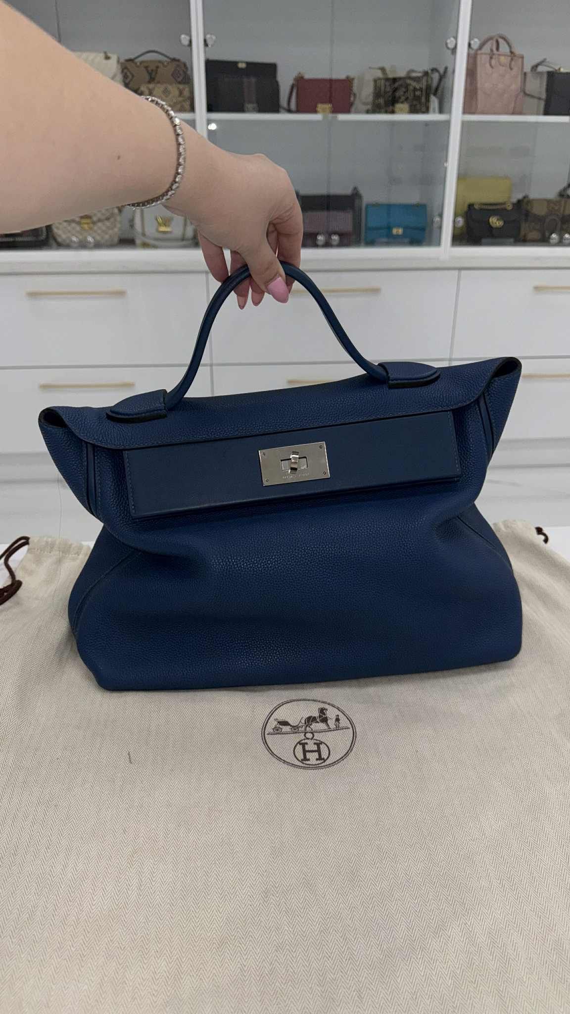 Hermès Maurice & Swift 24/24 35 Bag In Blue
