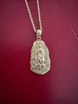 Gold-Tone Virgin Mary Pendant Necklace