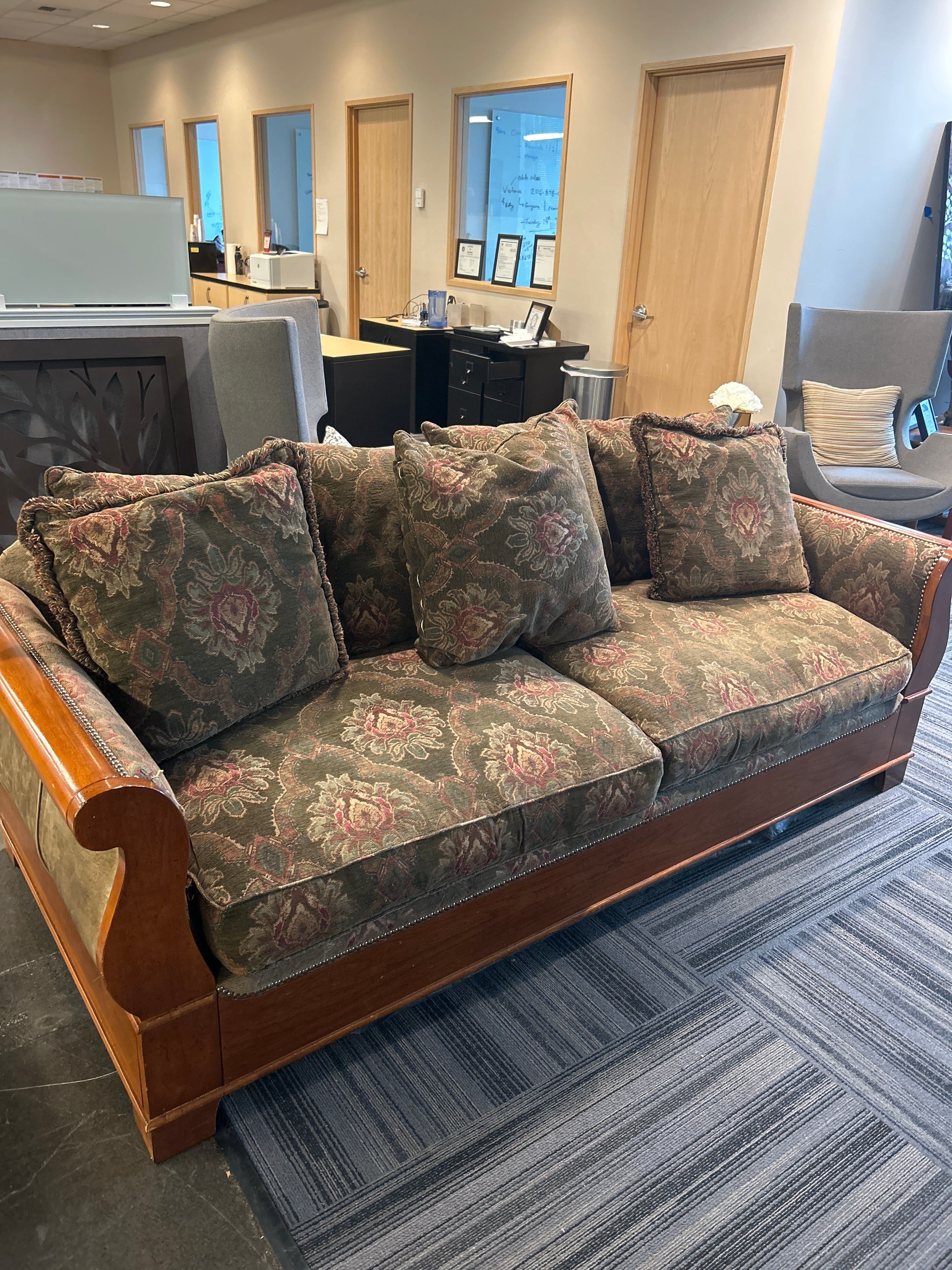 Elegant Wood Trim Sofa