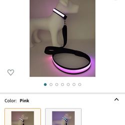 LUV OUR ADORABLE PETS - Led Dog Leash - Pink LED, Light up Dog Leash - Durable LED Leash - USB Rechargeable, Long Lasting Charge - Water Resistant - L