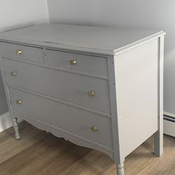 DRESSER- Antique solid wood dresser painted grey
