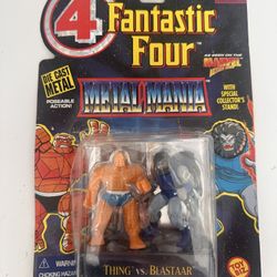 1995 Fantastic Four Metal Mania Thing vs Blastaar Die Cast Figures Toy Biz Sealed