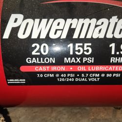 Powermate 20gallon Horizontal Electric Air Compressor
