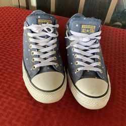 Converse Women's CTAS Madison Ox Polka Dot Navy/Gold Sneakers 560688C Size 11