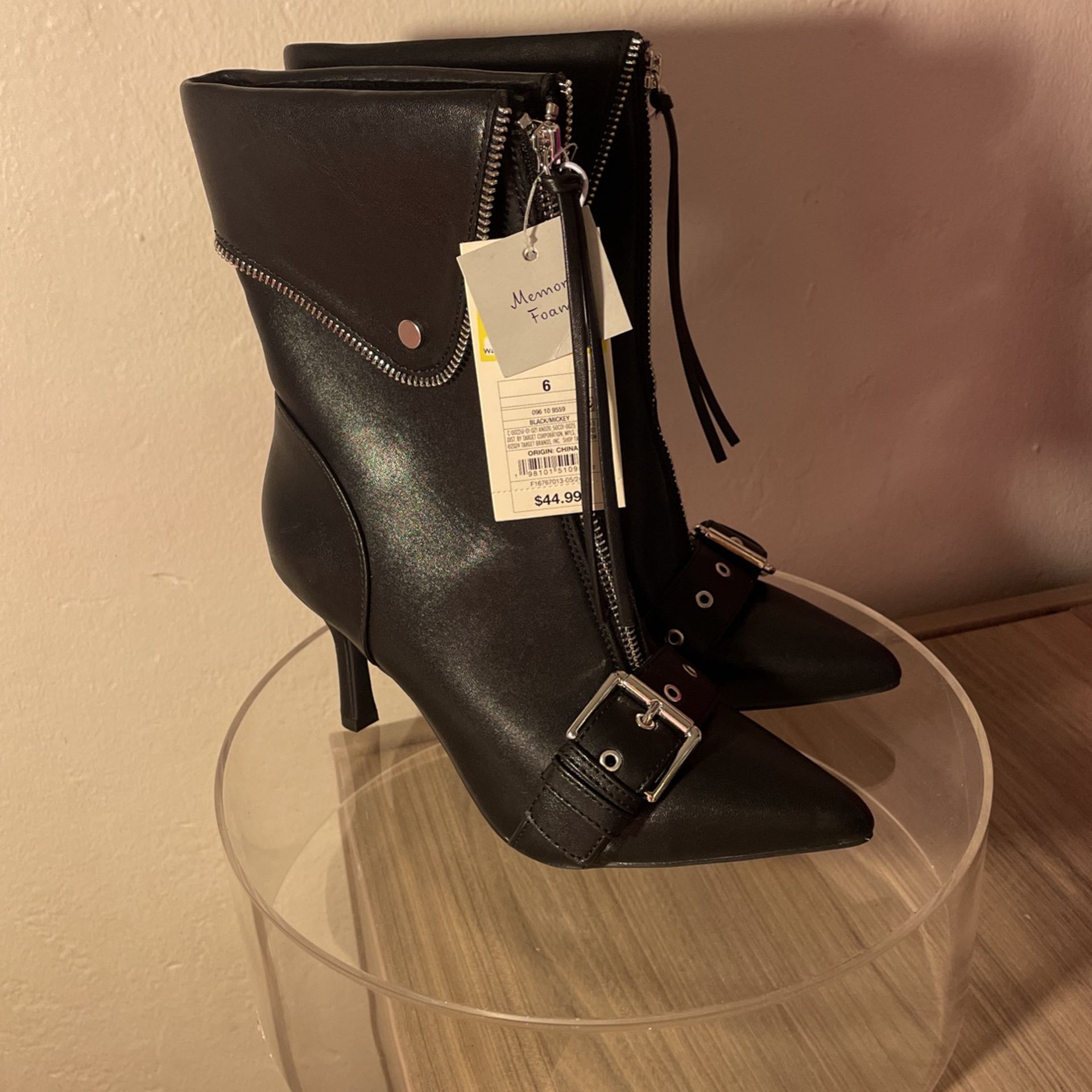 Black Pleather Bootie Buckle