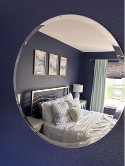 Large 31.5" Round Wall Mirror with Beveled Edge