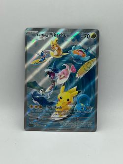 Non TCG Pokemon Surfing Pikachu Fan Art Card