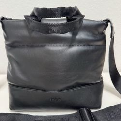 DKNY Black Leather Bag with Branded Strap