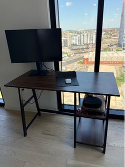 Office/computer desk - dark wood finish