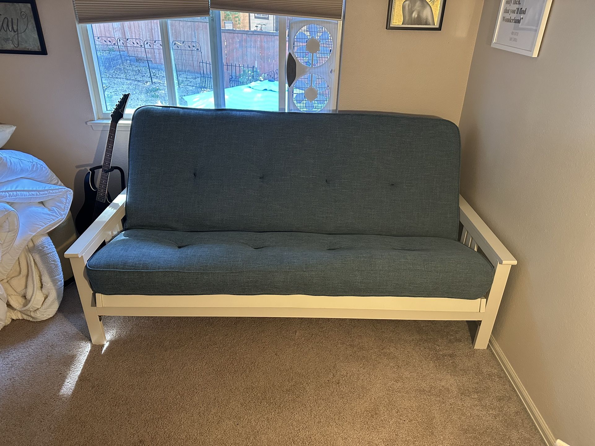 Adjustable Futon Sofa Bed With Spring Mattress Excellent Condition