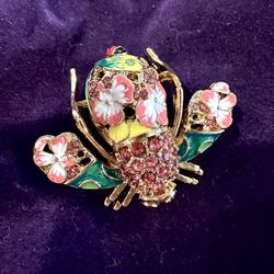 JOAN RIVERS Private Collection Cloisonné Orchid Bee Brooch with Box & Papers MINT CONDITION