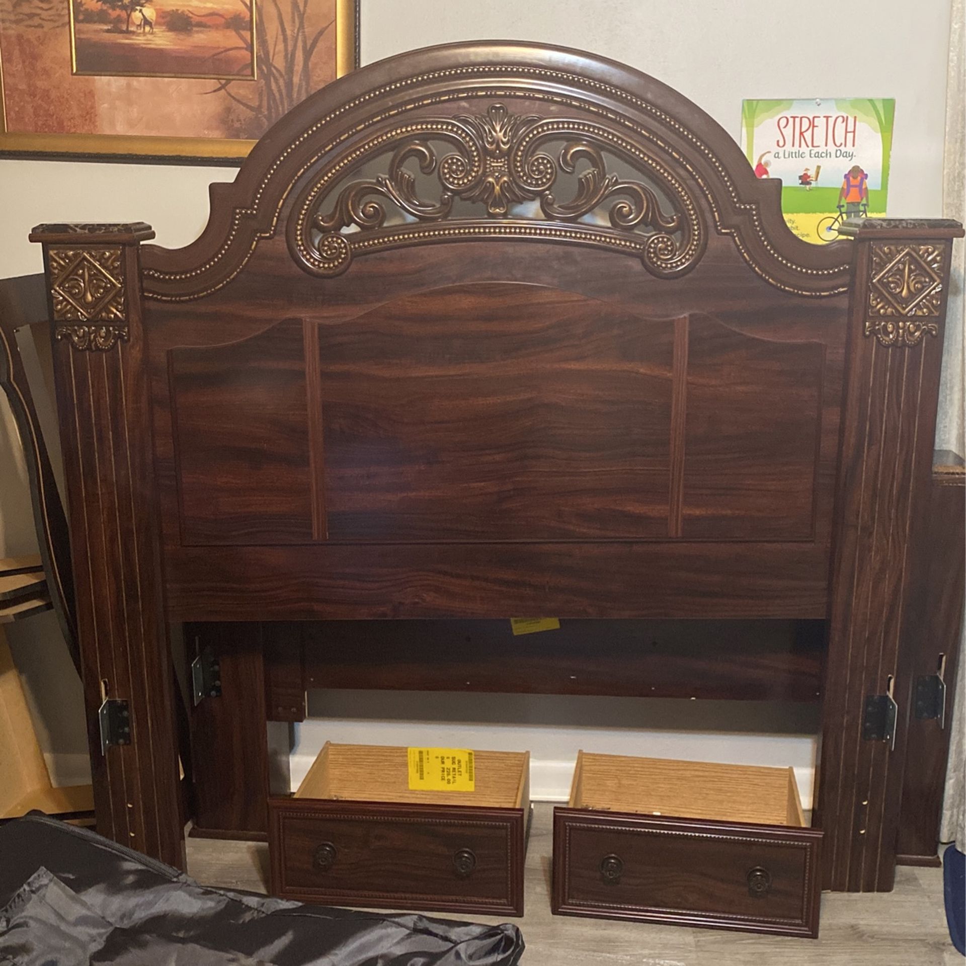 Queen Size Bed Frame With Front Drawers 