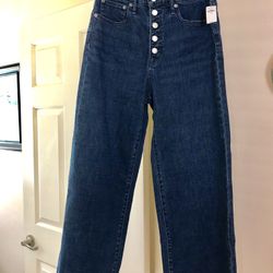 GAP, High Rise Wide-Leg Crop Jeans, Size 28