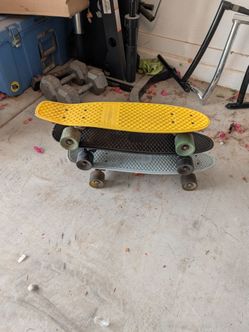 Lot of 3 Plastic Penny-Style Skateboards