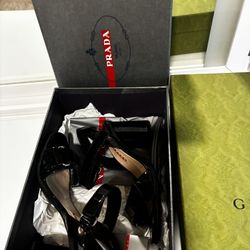 Prada Vernice Nero Black Patent Leather Platform Sandals 3X5851 EU 36 / US 6