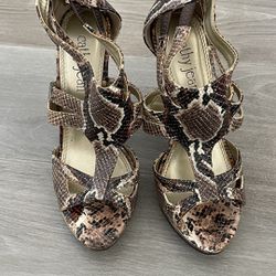 Cathy Jean Faux Snakeskin Heels, Size 5.5