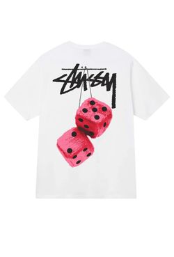 Stussy Shirt Fuzzy Dice Logo Tee T-Shirt White Mens XXL Double Sided