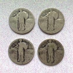 4 Standing Liberty Quarters 90% Silver Coin Coins Melt Spot Price No Premiums