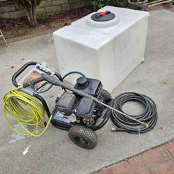 CAR WASH EQUIPMENT WATER TANK 100 GAL PRESSURE WASHER GASOLINE WITH HOSE AND GUN EXTRA HOSE 100FT YOU CAN TRY IT BEFORE PURCHASE FOR ANY QUESTION TEXT