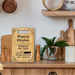 Papa Gifts Wood Cutting Board, Grandparents Grandfather Gift, Papaw Gifts, Poppy Gifts from Grandkids Grandchildren Grandchild Wooden Chopping Board C