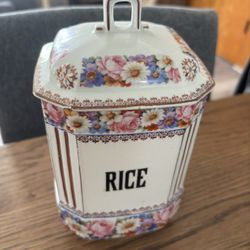 Cute Vintage Kerag Karlsbad Czechoslovakia Porcelain For Rice Storage 